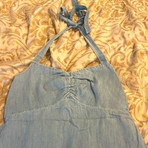 Halter neck denim dress